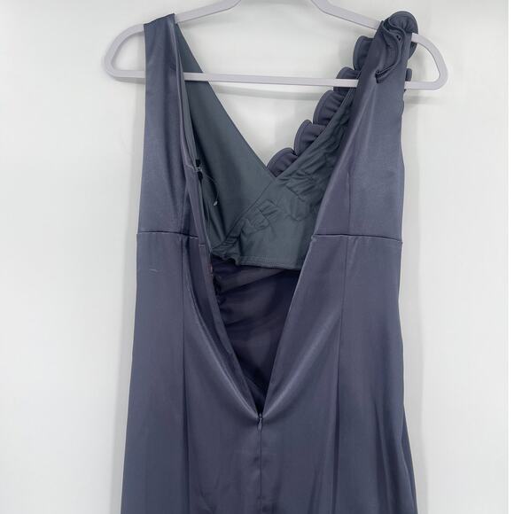 Y2K Betsy & Adam Satin Cocktail Dress Sz 6 USA Rosette Ruched Whimsigoth Wedding - Picture 7 of 9